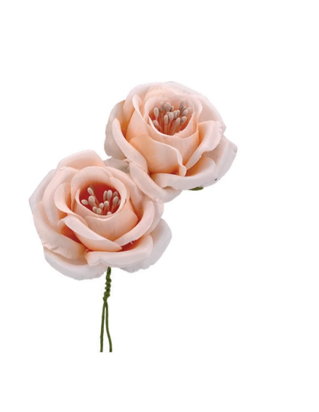 Rosa artificiale con pistilli – cipria – diametro 5 cm