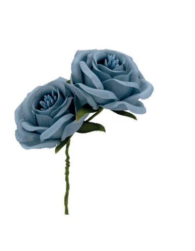 Rosa artificiale con pistilli – celeste – diametro 5 cm