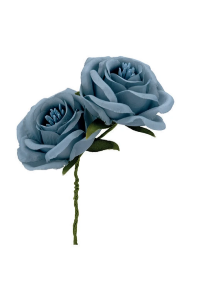 Rosa artificiale con pistilli – celeste – diametro 5 cm