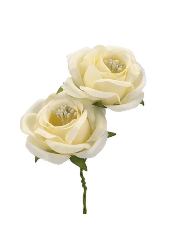 Rosa artificiale con pistilli – panna – diametro 5 cm