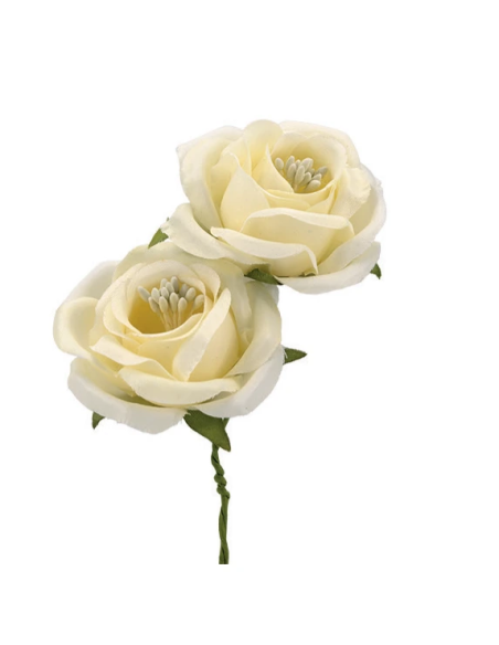 Rosa artificiale con pistilli – panna – diametro 5 cm