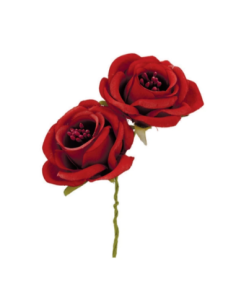 Rosa artificiale con pistilli – rosso – diametro 5 cm