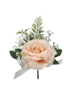 Rosa artificiale con gypsophila – cipria – diametro 10 cm