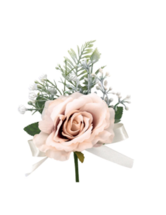 Rosa artificiale con gypsophila – rosa antico – diametro 10 cm