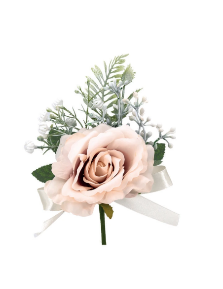 Rosa artificiale con gypsophila – rosa antico – diametro 10 cm