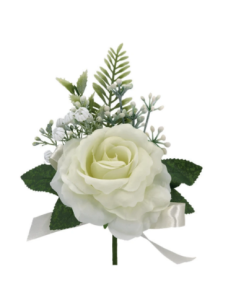 Rosa artificiale con gypsophila – panna – diametro 10 cm