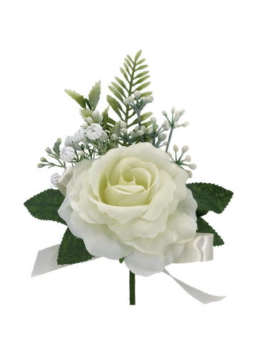 Rosa artificiale con gypsophila – panna – diametro 10 cm