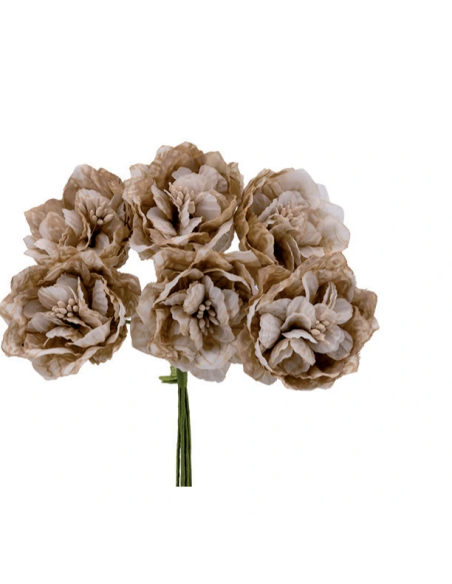 Rosetta artificiale con pistilli – beige – diametro 7 cm