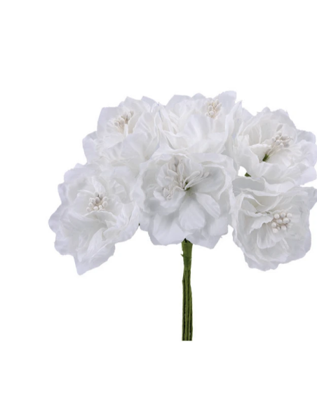 Rosetta artificiale con pistilli – bianco – diametro 7 cm
