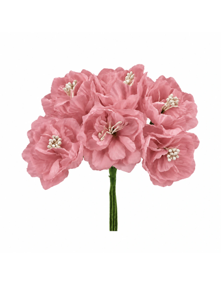 Rosetta artificiale con pistilli – rosa antico – diametro 7 cm