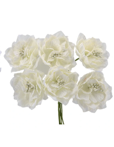 Rosetta artificiale con pistilli – panna – diametro 7 cm