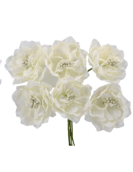 Rosetta artificiale con pistilli – panna – diametro 7 cm