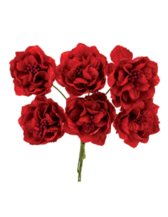 Rosetta artificiale con pistilli – rosso – diametro 7 cm