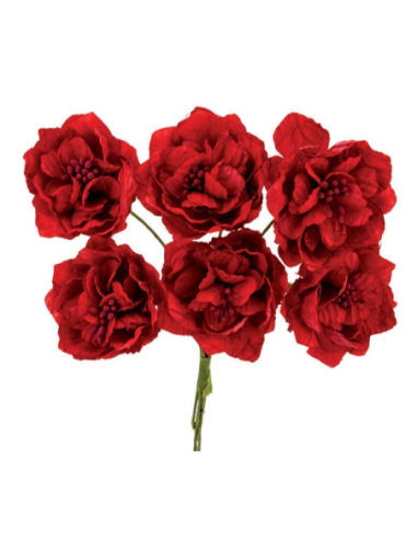 Rosetta artificiale con pistilli – rosso – diametro 7 cm