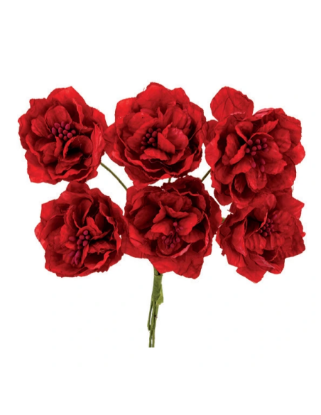 Rosetta artificiale con pistilli – rosso – diametro 7 cm
