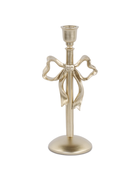 Portacandela fiocco champagne h 30 cm