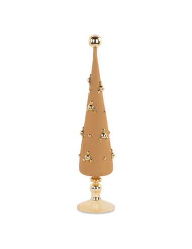 Alberello vetro beige-oro h 52 cm