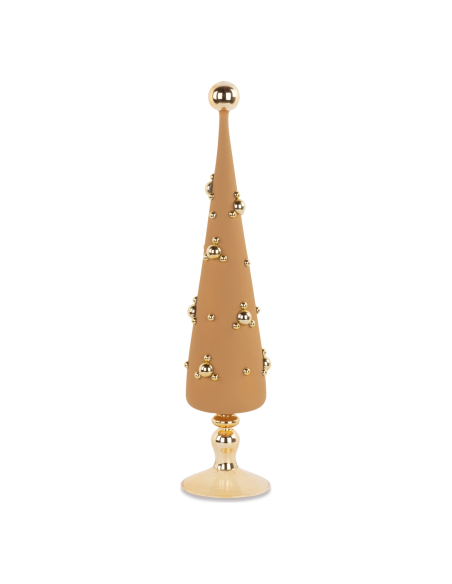 Alberello vetro beige-oro h 52 cm