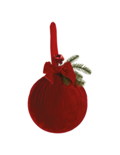 Sfera velluto rosso con pino Ø 20 cm
