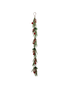 Fascio con pino e sfere velluto rosso L 150 cm