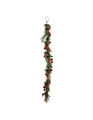 Fascio con pino e sfere velluto rosso L 180 cm