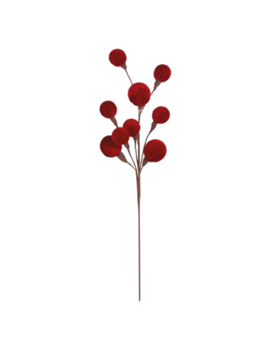 Ramo sfere velluto rosso h 60 cm
