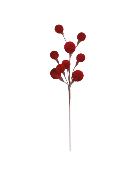 Ramo sfere velluto rosso h 60 cm