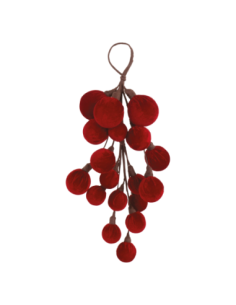Fuoriporta sfere velluto rosso h 45 cm