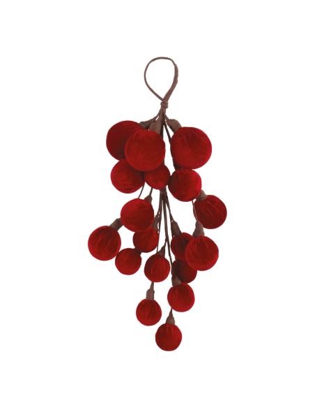 Fuoriporta sfere velluto rosso h 45 cm
