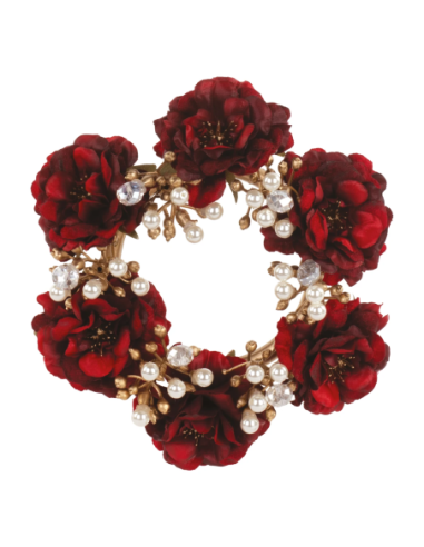Girocandela rose rosse-oro Ø 16 cm