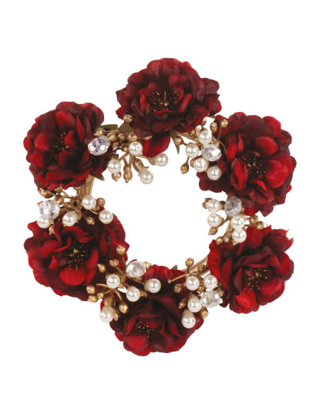 Girocandela rose rosse-oro Ø 16 cm