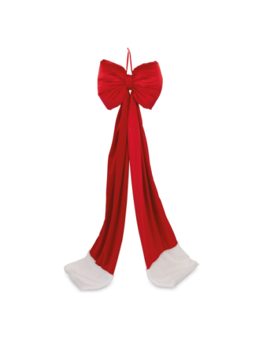 Fiocco velluto rosso-bianco 35 x h 130 cm