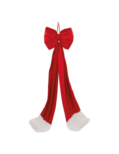 Fiocco velluto rosso-bianco 35 x h 130 cm