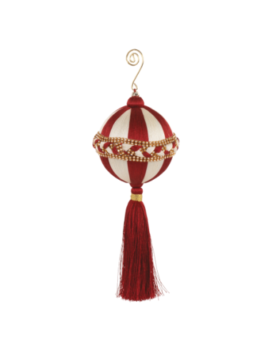 Sfera bianca e rossa con nappa Ø 11 x h 24 cm