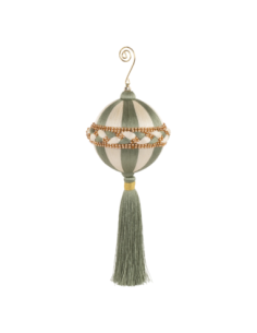 Sfera bianca e verde con nappa Ø 11 x h 24 cm