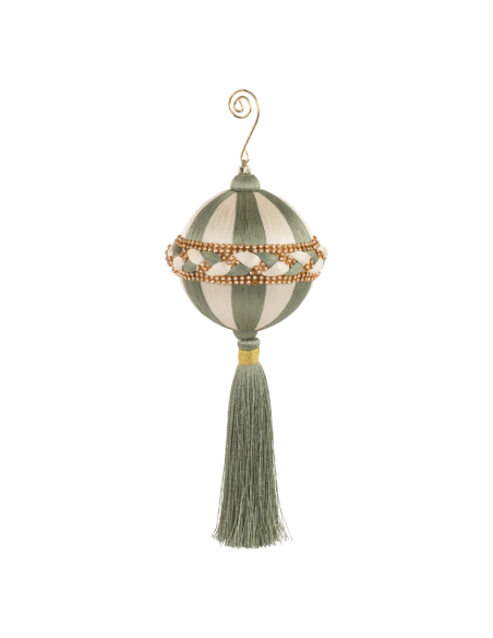 Sfera bianca e verde con nappa Ø 11 x h 24 cm