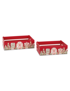 Set 2 cassette in legno Xmas Market 34 x 24 x 10