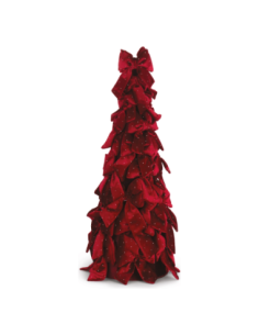 Alberello fiocchi velluto bordeaux con strass h 65 cm