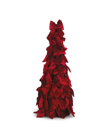Alberello fiocchi velluto bordeaux con strass h 65 cm
