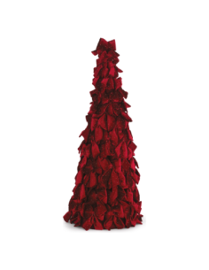 Alberello fiocchi velluto bordeaux con strass h 104 cm