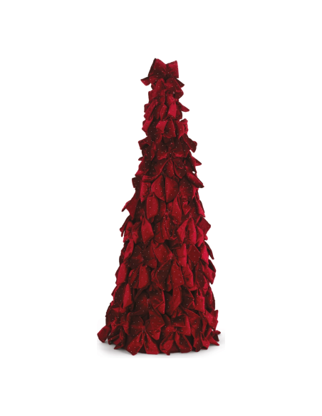 Alberello fiocchi velluto bordeaux con strass h 104 cm