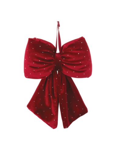 Fiocco velluto bordeaux con strass 13 x 20 cm