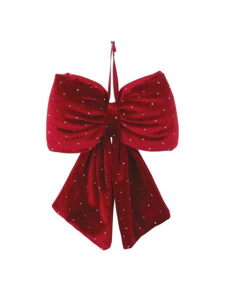 Fiocco velluto bordeaux con strass 13 x 20 cm