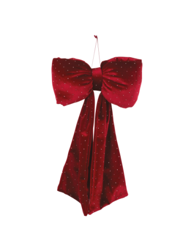 Fiocco velluto bordeaux con strass 20 x 40 cm