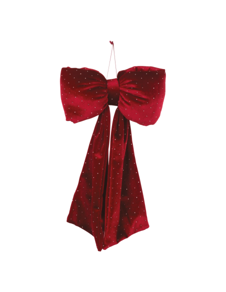 Fiocco velluto bordeaux con strass 20 x 40 cm