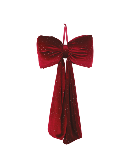 Fiocco velluto bordeaux con strass 30 x 60 cm