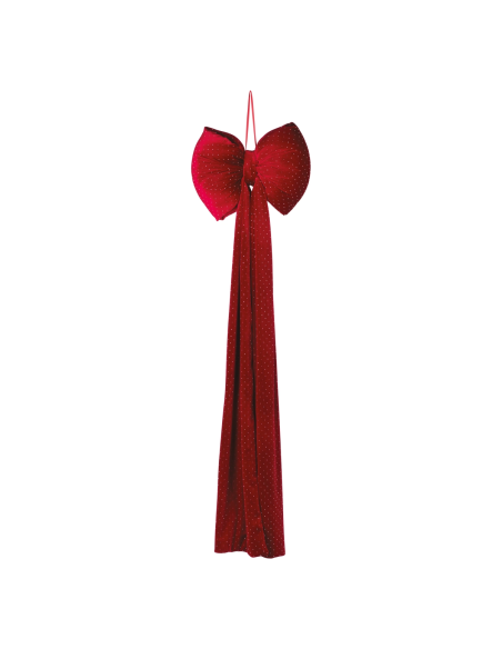 Maxi fiocco velluto bordeaux con strass 33 x 130 cm