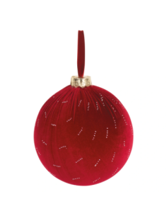 Sfera velluto bordeaux con strass da appendere Ø 20 cm