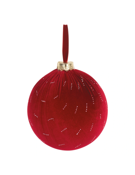 Sfera velluto bordeaux con strass da appendere Ø 20 cm