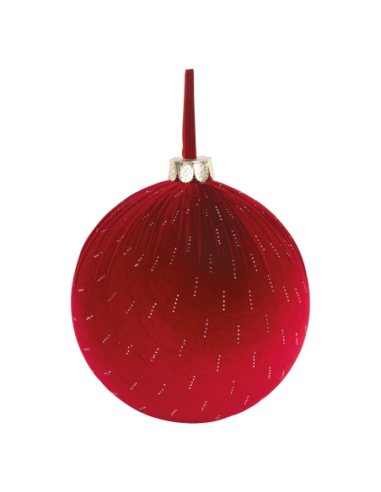 Sfera velluto bordeaux con strass da appendere Ø 30 cm